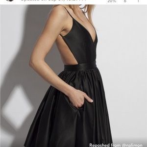 NEW ONE BY CONTRARIAN babs Bibb Mini Black Dress Size 2 Women Silk Backless C6